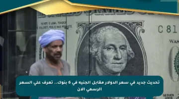 تحديث جديد في سعر الدولار مقابل الجنيه في 6 بنوك.. تعرف على السعر الرسمي الآن